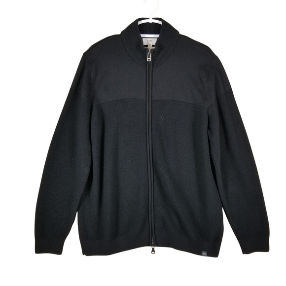 brax Other - Brax Cardigan Sweater‎ Mens 54 Black Style Jake Full Zip Mock Neck Knit Sportive